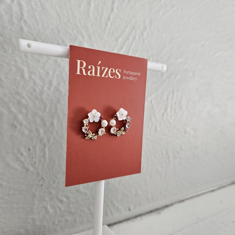 NWT Raízes Portuguese Jewellery Butterfly And Floral Wreath Style Earrings - Picture 3 of 6